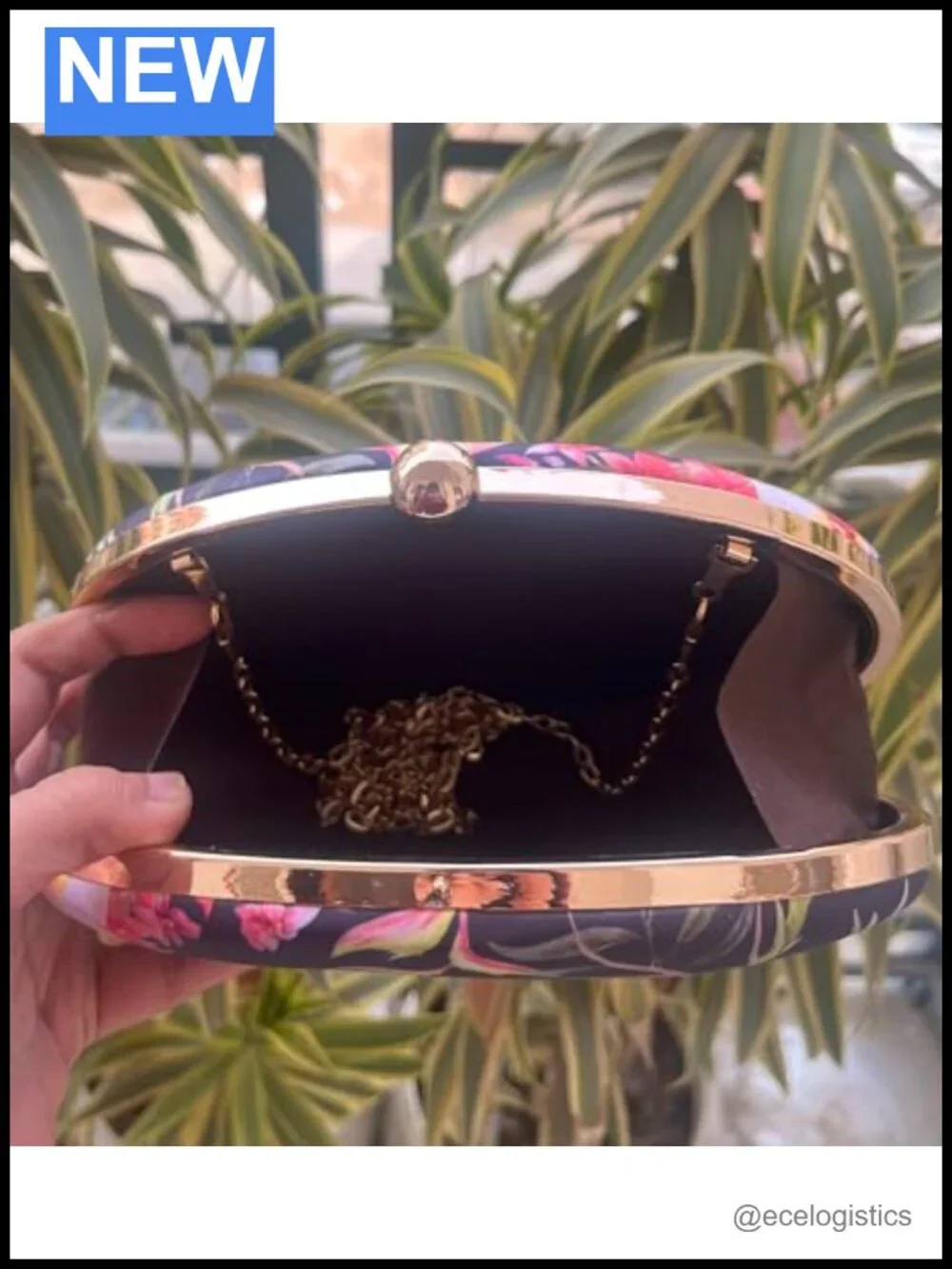 Formal Oval Clutch Purse with Floral Print for Weddings and Parties
